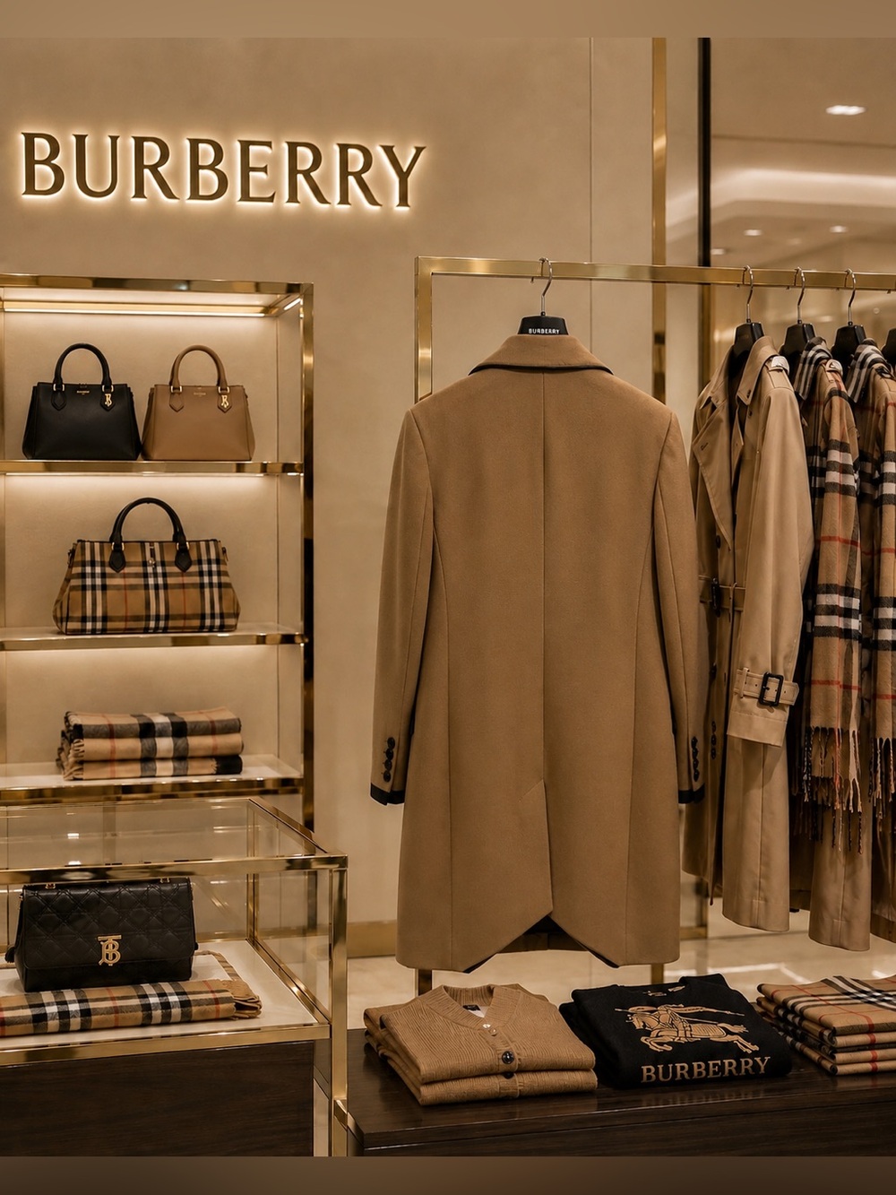 BURBERRY Lambskin Trim Wool Cashmere Blend Tailored Coat 10 Excellent Condition - Picture 4 of 7